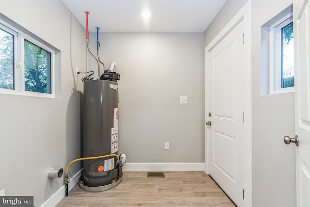 utility room featuring gas water heater