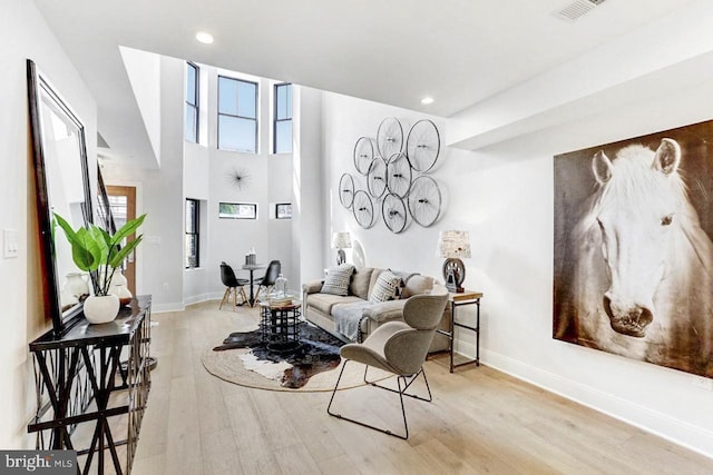 living room with light wood-type flooring