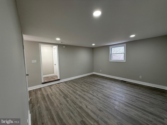 interior space with dark hardwood / wood-style floors