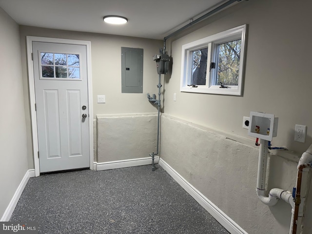 laundry area featuring hookup for an electric dryer, washer hookup, and electric panel