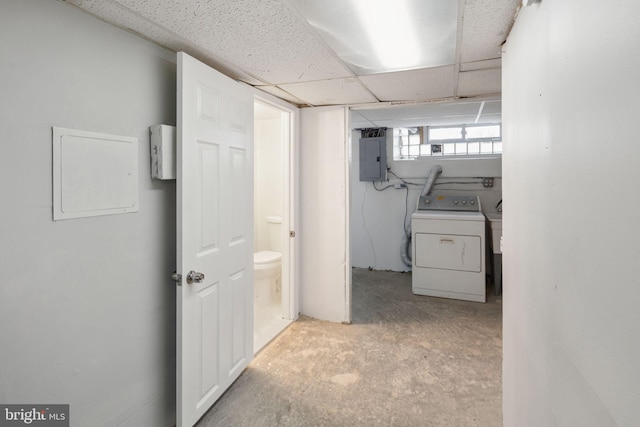 laundry room featuring washer / dryer and electric panel