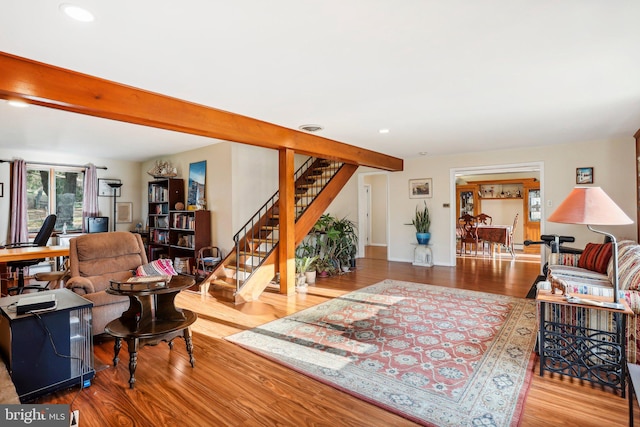 living room featuring hardwood / wood-style flooring