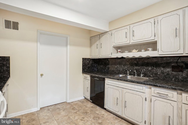 kitchen with dishwasher, backsplash, and sink