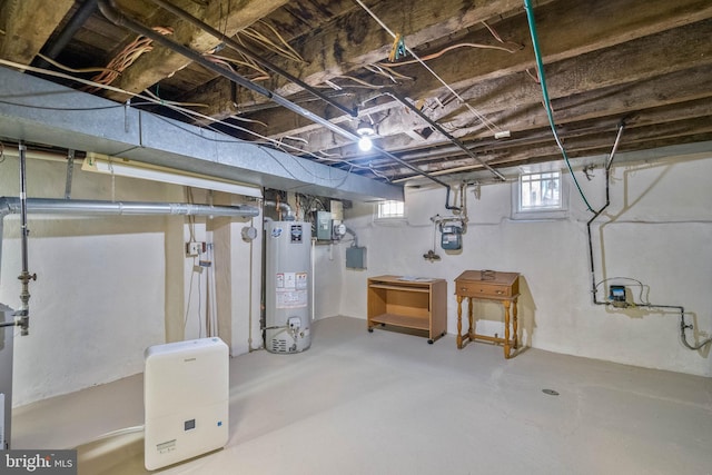 basement with water heater