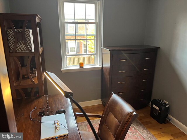 interior space with hardwood / wood-style flooring