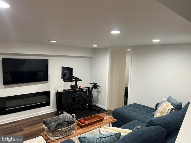 living room featuring dark hardwood / wood-style floors