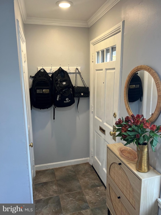 mudroom with crown molding