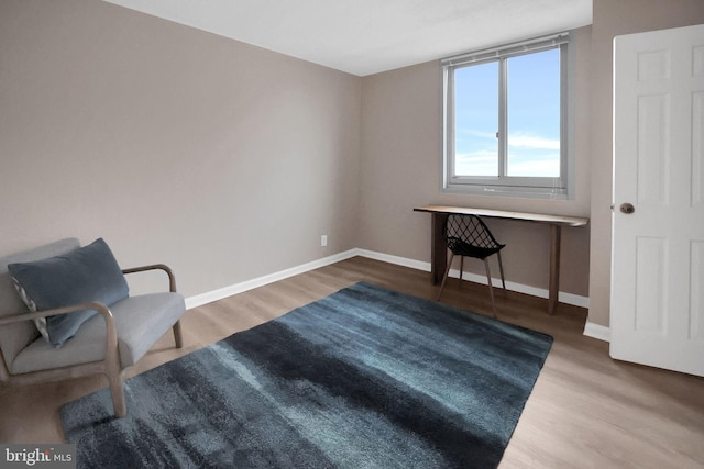 sitting room with hardwood / wood-style floors