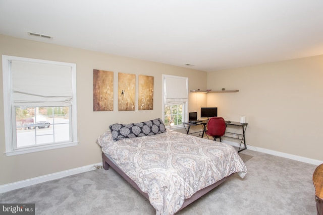 bedroom with carpet flooring and multiple windows