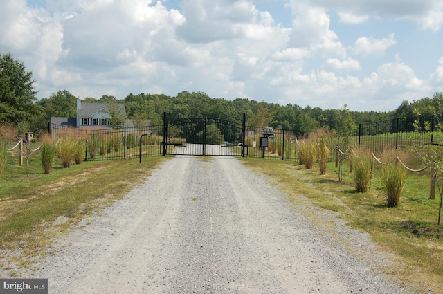 view of road featuring a gated entry and a gate