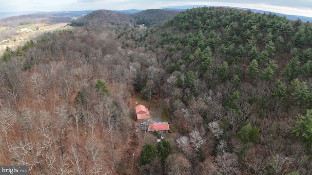 aerial view with a mountain view