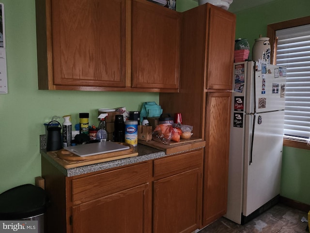 kitchen with white fridge