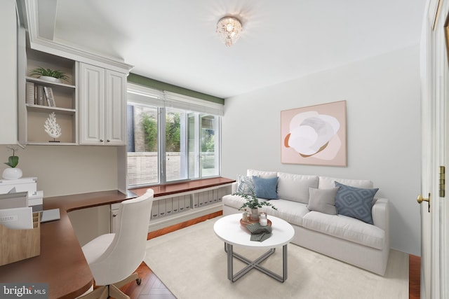 living room with light wood-type flooring