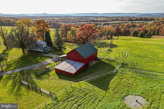 drone / aerial view featuring a rural view