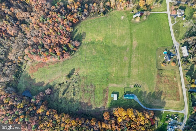 drone / aerial view with a rural view