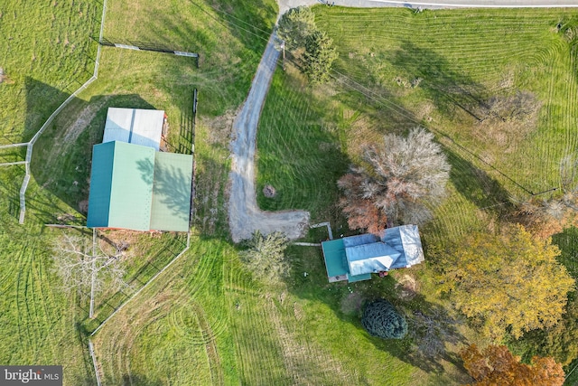 aerial view featuring a rural view