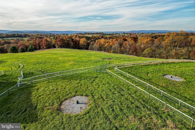 drone / aerial view with a rural view