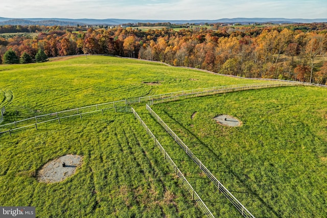 drone / aerial view featuring a rural view