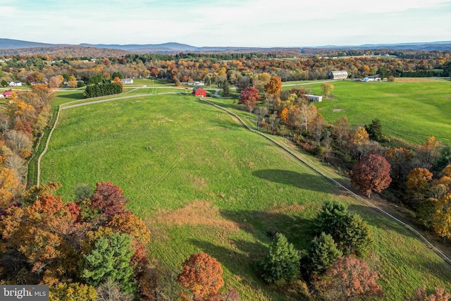 birds eye view of property featuring a rural view