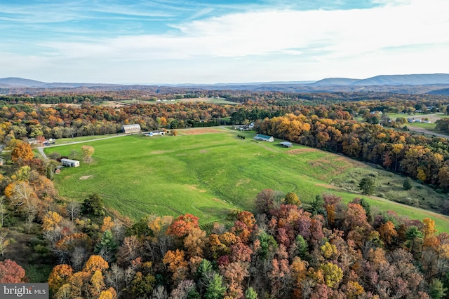 drone / aerial view featuring a mountain view