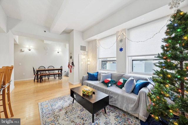 living room featuring hardwood / wood-style flooring