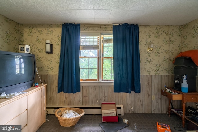 miscellaneous room with a baseboard radiator and plenty of natural light