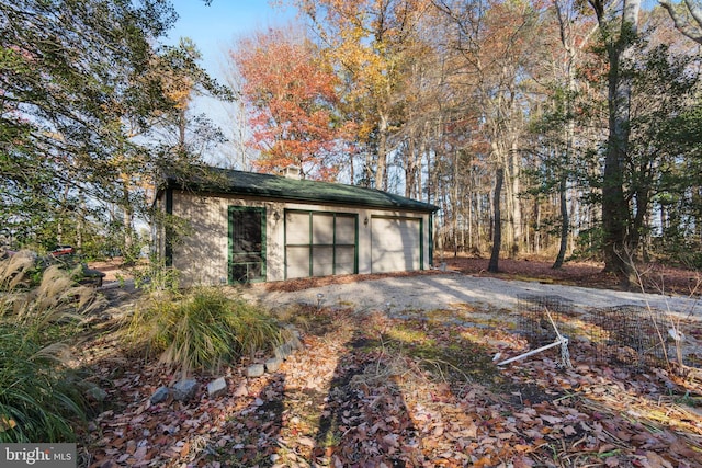 view of garage