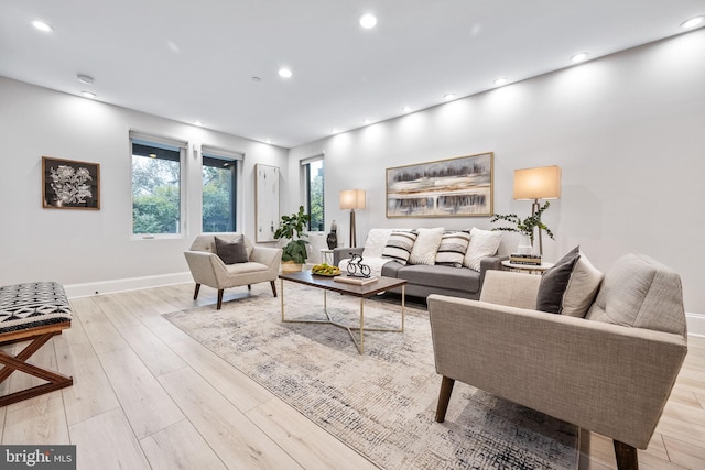 living room featuring light hardwood / wood-style flooring