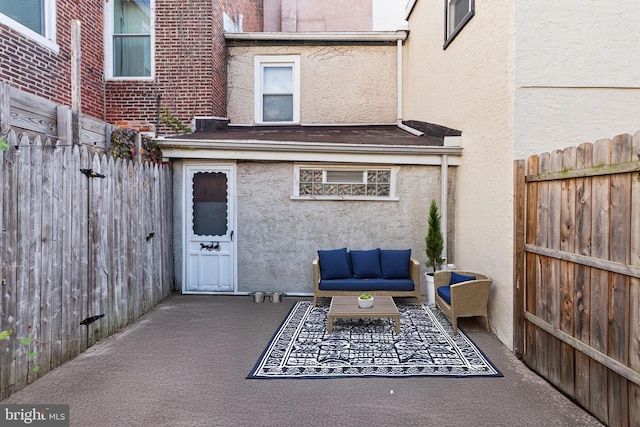 exterior space featuring an outdoor living space