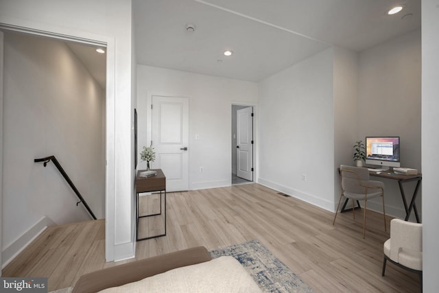 office space featuring light wood-type flooring