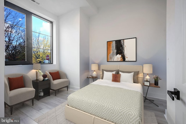 bedroom featuring light wood-type flooring