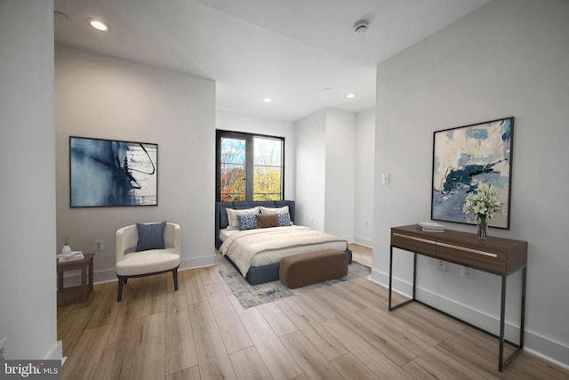 bedroom featuring light hardwood / wood-style floors