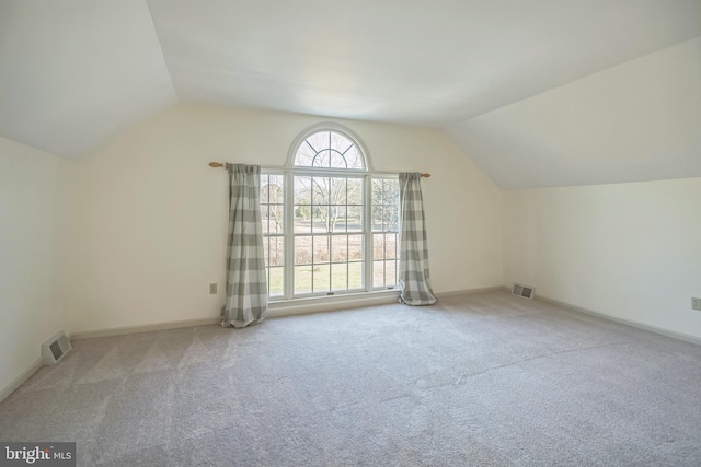 additional living space with carpet flooring and vaulted ceiling