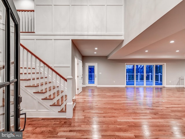 foyer with light wood-type flooring