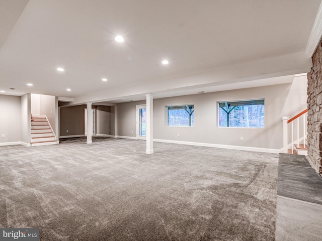 basement with carpet