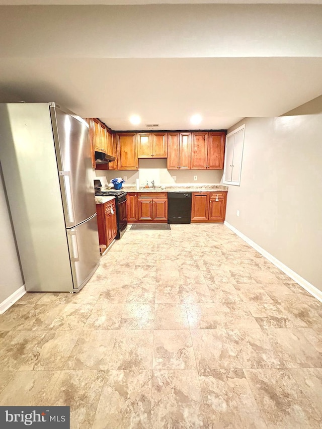 kitchen featuring sink and black appliances