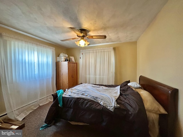 bedroom with carpet and ceiling fan