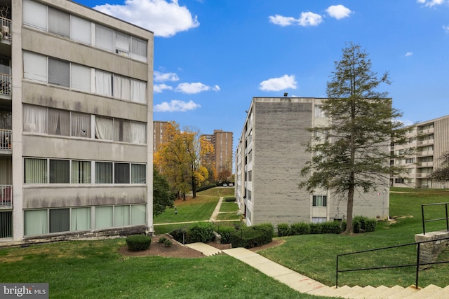 view of home's community with a lawn