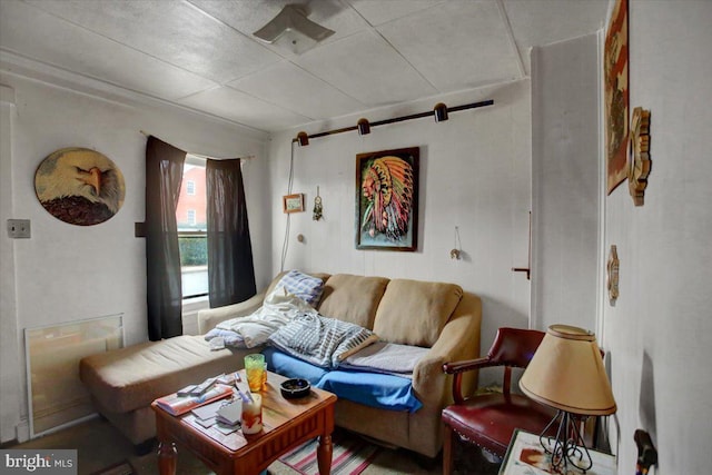 living room with ceiling fan