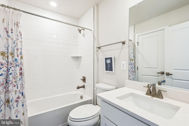 6832 General Davis NW, Washington, DC 20012 - full bath with vanity, toilet, shower / bath combination with curtain, and recessed lighting