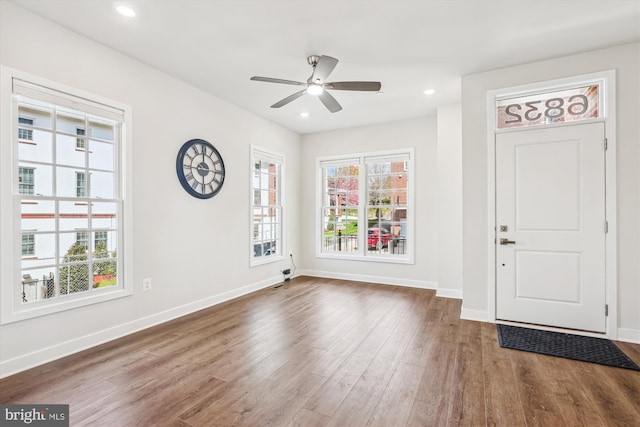 6832 General Davis NW, Washington, DC 20012 - entryway featuring wood finished floors, healthy amount of natural light, baseboards, and recessed lighting