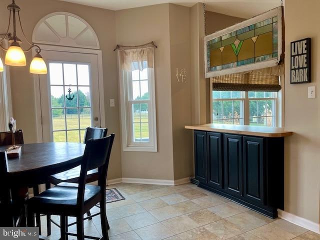 tiled dining area featuring a wealth of natural light