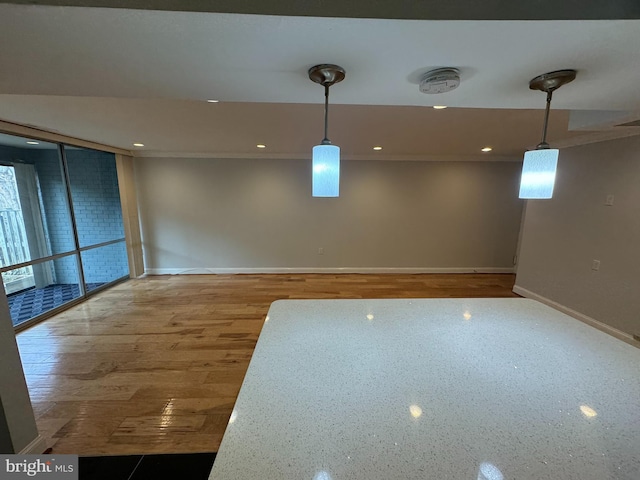 basement featuring hardwood / wood-style floors