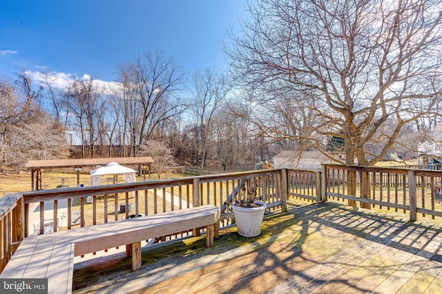 deck featuring a gazebo