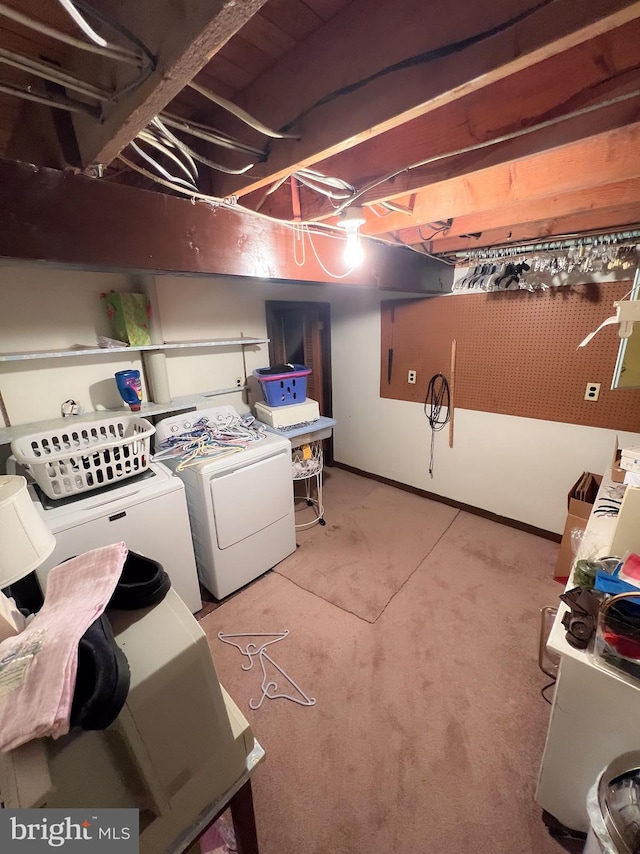 basement with washer and dryer