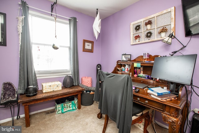 office area with carpet flooring and plenty of natural light