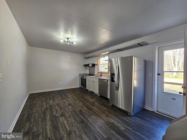 kitchen featuring white cabinets, dark hardwood / wood-style floors, sink, and appliances with stainless steel finishes