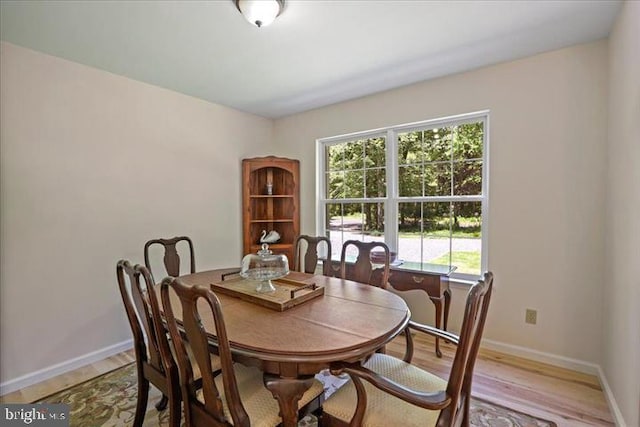 dining space featuring light wood-type flooring