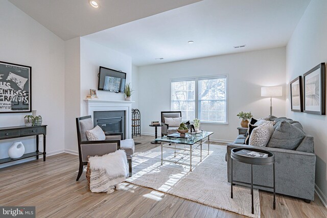 living room with light wood-type flooring