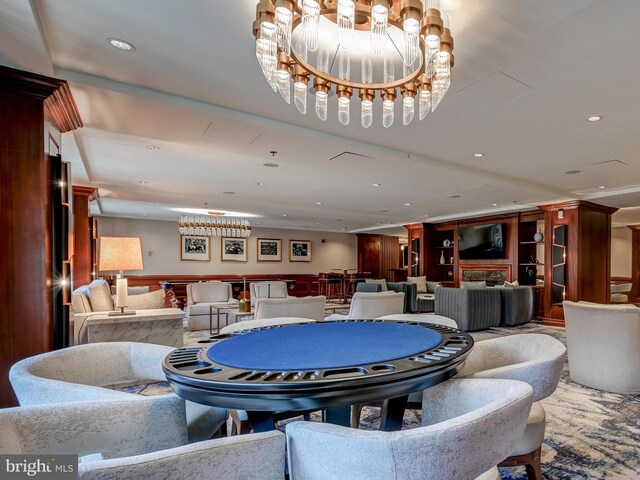801 Key Hwy Unit 323, Baltimore, MD 21230 - recreation room with a chandelier and recessed lighting